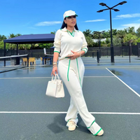 Women's Clothing casual knitted wide leg pants suit