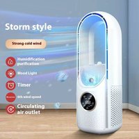 BreezeFlow Pro Bladeless Desk Fan USB Powered Cooling Fan Mist Spray Home Office Dorm 
