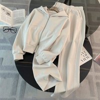 Casual Sports Suit Fashionable Stylish Zippered Sweatshirt Wide leg Pants Two Pieces