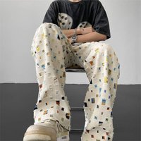 Clothing 25 Hollow Plaid Pants Hole Casual Trousers