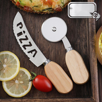Stainless Steel With Oak Handle, PIZZA Roller Cutter, Slicer, Baking Tool, Pizza Cutter