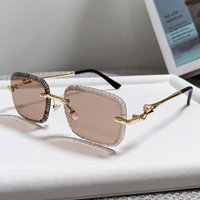 Cross Border Kajia Sawtooth Frameless European American Ins Fashion Leopard Head Metal Sunglasses