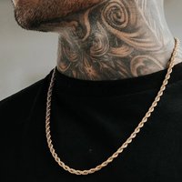 Voghion Get 17% Off Mens 3mm Twisted Rope Chain HipHop Style Necklace