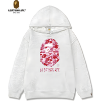 A Bathing APE BAPE-BAPE Simple Pink Ape Head Pattern Printed Hoodie Casual, Comfortable, Fashionable, Versatile Top