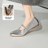 cameido 2025 Spring Flat Sole Mary Jane Shoes. These Are One Strap Ruffled Ballet Style Shoes.