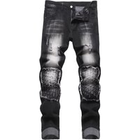 Men's Retro Workwear Jeans - Slim Fit Stretch Denim Pants For Motorcycle & Street Fashion