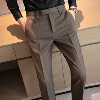 Men's Clothing Style Men's Suit Trousers, Men's Coffee Color, High-End And Handsome Formal Business Suit Trousers, Summer Slim-Fit Drape Trousers