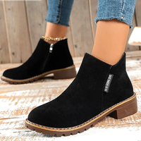 SHLIANG Autumn Side Zipper Short Boots Female Low Boots Non Slip Frosted Suede Shoes Ankle Boot s0267
