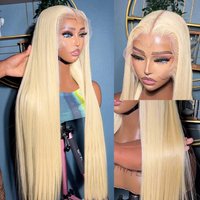 hot selling 30 40 Inch 613 Honey Blonde HD 13×4 Straight Color Brazilian 13×6 Lace Frontal Human Hair Wigs For Women