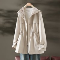 Clothing Spring Autumn Hooded Windbreaker Waist Short Style Popular Coat