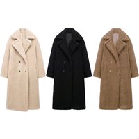 Clothing large lapel thickened lamb wool fleece super long coat