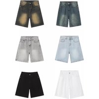 Men's Clothing Men's Loose Straight Denim Shorts Summer Retro Distressed Blue Versatile Hot Pants Trendy Brand