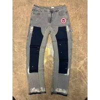 Vaqueros de mezclilla para hombre estilo Y2K con salpicaduras de pintura
