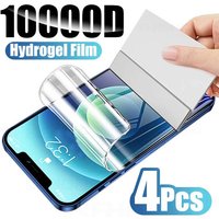 4Pcs Full Cover Hydrogel Film Screen Protector For iPhone 14 13 12 11 Pro Max X XR XSMax 12Mini 13Mini 14Plus Screen Protector On iPhone 7 8 6 Plus