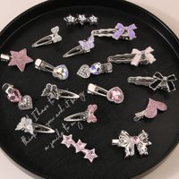 love star rhinestone hairpin sweet cool style metal y2k bangs side clip style hairpin hair accessories