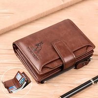 Men’s Coin Purse RFID Blocking Man PU Leather Zipper Business Card Holder Money Bag Wallet Male