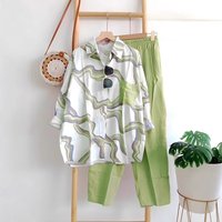 Women's Casual Long Sleeve Stripe Shirt & Pants Set - Summer 2025 Trendy Two-Piece Outfit