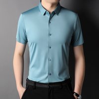 CT Summer Ice Silk Non Iron Short Seamless Breathable Quick Dry Shirt Stretch Half Sleeve Business Wear