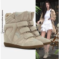 High Top Casual Sports Shoes Versatile Fashion Cotton Fabric Pointed Toe