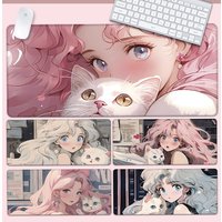 Unbeatable Quality Cure Anime Girls' Kitty Mouse Oversized Girl Pink Thickened Office Computer Keyboard Pad Desk Mat