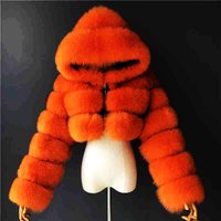 Women's Clothing fur coat women colorful short coat hooded warm top large size