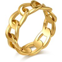 Minimalist Hollow Cuban Chain Ring Unisex Niche Cold Neutral Style Stainless Steel Jewelry