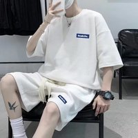 Clothing Waffle Sports Casual Suit Loose Summer Short Sleeved T Shirt Set Handsome Shorts Clothes