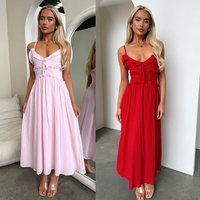 Clothing Spring Summer Sling Ruffled Dress Ins Leisure Loose Vacation Dress