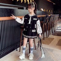 Girls' Spring and Autumn Sports Set 2023 New Korean version internet celebrity baseball jacket pleated skirt children's