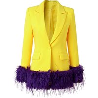 bright suit jacket feather decoration fashion stitching party top