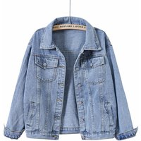 Women's Clothing Retro Blue Denim Loose Vintage Blue Denim Jacket - Relaxed Fit Korean Style Oversized Coat With Distressed Details For Men & Women