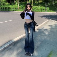 Retro Low Rise Flared Jeans Stretch Slim Fit Bootcut Pants