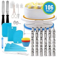 Home Piping Nozzle Set 106 Pieces Kitchen Cake Decorating Tools Rotating Stand Baking