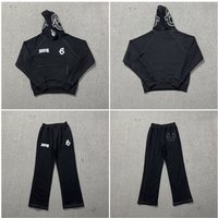 Clothing Embroidered Letters American Street Loose Plus Velvet Hooded Sweatshirt Sports Casual Straight Sweatpants Suit
