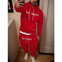 Warm Printed Hooded Autumn Winter Pullover Sweatshirt Trendy Letter Suit Casual Style