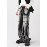 Clothing 2024 Fall Arrivals Retro Distressed Washed Raw Edge Straight leg Jeans