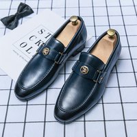 Low Top British Casual Leather Cross Border Large European American Metal Buckle Slip On Shoes