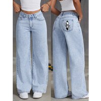 Clothing High Street Fashion Brand Designer Jeans Summer High Waist Straight Loose Casual Long Pants