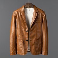 Clothing leather jacket slim motorcycle leather suit PU leather jacket trendy casual business jacket