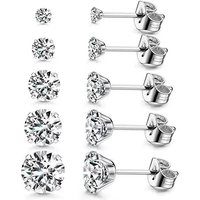 4-Claw Diamond Earrings – Stainless Steel Mini Studs For Men & Women, European & American Fashionable Design