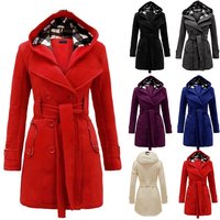 Women's fashion double-breasted mid-length coat