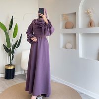 Clothing Solid Swing Collar Waist Slim Fit Long Sleeved Dress