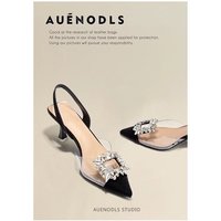 Shoes PVC Transparent Square Buckle Backless Sandals Stiletto Heels Closed Toe Elegant Pointed Toe High Heeled Fashion Shoes