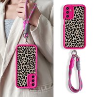 Leopard Print Lanyard Case Samsung S25 Plus Ultra S24 FE A16 06 26 36 56 Wrist Chain Hang Strap Soft TPU Phone Cover