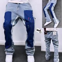 Clothing High Street Style Heavy Washing Old Ink Splash Deconstruction Bell Bottom Pants Sub Trend Personality Niche Stacked Jeans