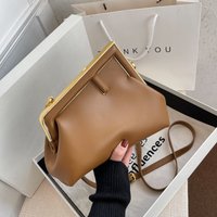 Women’s Bag New Style Shoulder Bag European and American Vintage Simple Crossbody Bag This Year’s Popular Metal Clip Bag