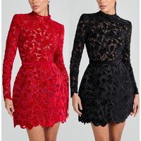 Clothing Autumn Winter Long Sleeved Zipper Dress Casual Fashion Party Dress