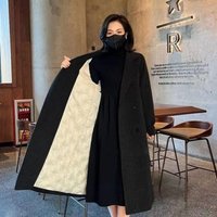Clothing Plus Warm Wool Blend Overcoat Notched Lapel & Fleece Lining – Flowy Mid Length Winter Coat 