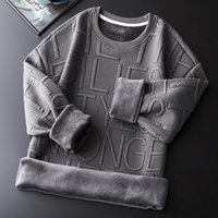 Men's Clothing hoodie with plush and thick warm round neck spring and autumn tops men's long sleeves trendy brand winter wear bottoming shirt