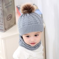 clothing Winter bib set acrylic hairball cap